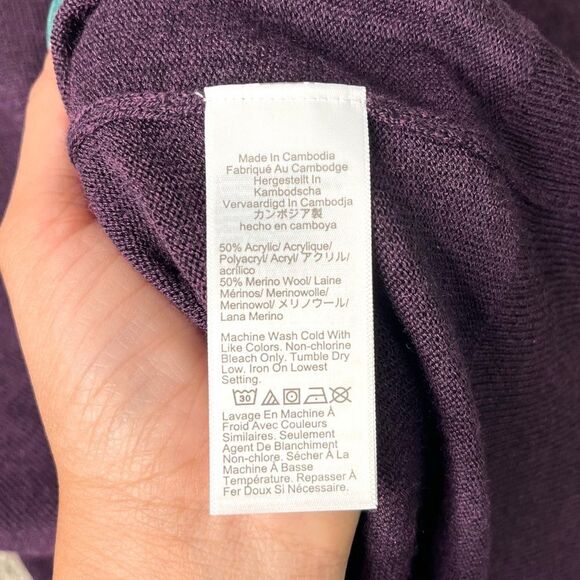 J. Crew Factory Sweater Men’s Large Dark Purple Wool Blend Crew Neck Long Sleeve - Picture 4 of 5